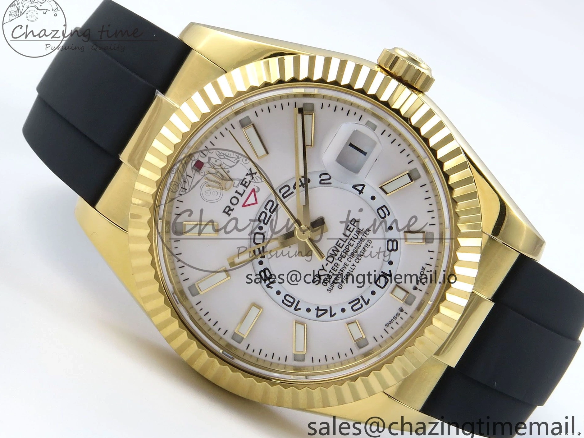 0701 Trendy Sky-Dweller 336238 YG ZF 1:1 Best Edition White Dial on Oysterflex Strap A23J (Gain Weight) 904